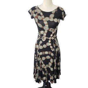 Lauren Ralph Lauren Concho Belt Fit & Flare Dress Sz S Western Cowgirl *flaw*